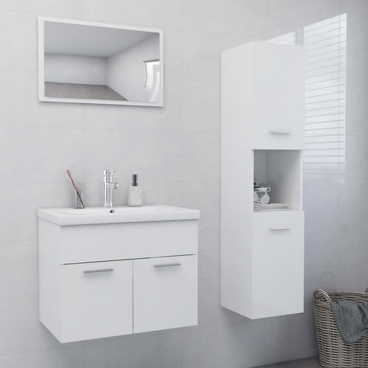 vidaXL Bathroom Furniture Set High Gloss White Engineered Wood