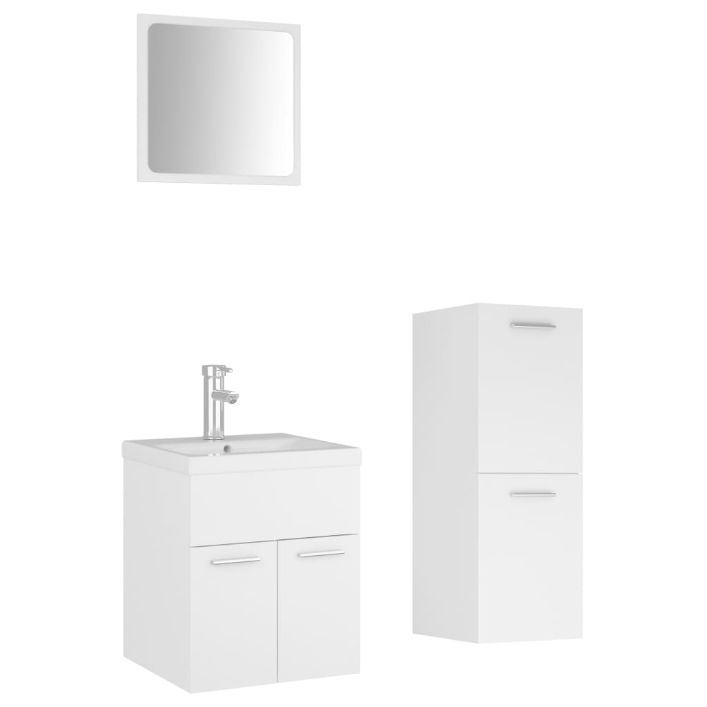 Bathroom Furniture Set | White | Engineered wood, ceramic