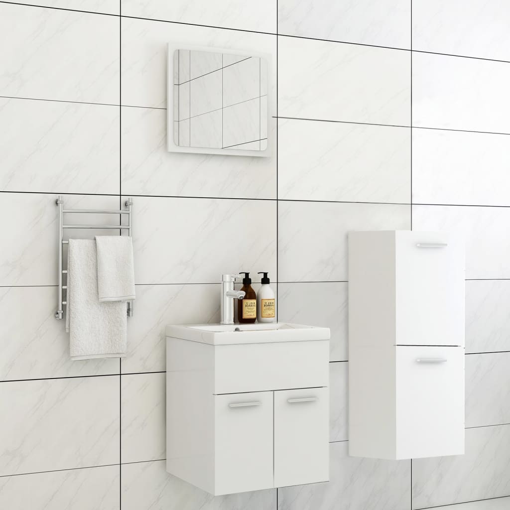 Bathroom Furniture Set | White | Engineered wood, ceramic