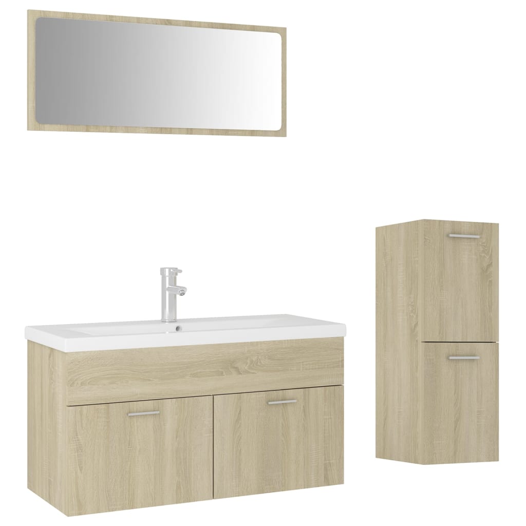 vidaXL Bathroom Furniture Set Sonoma Oak Engineered Wood