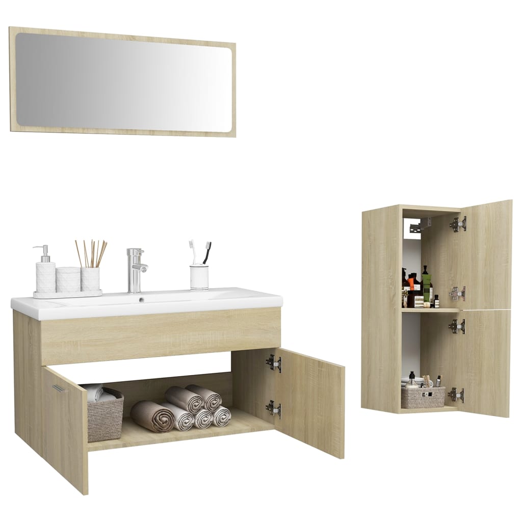 vidaXL Bathroom Furniture Set Sonoma Oak Engineered Wood