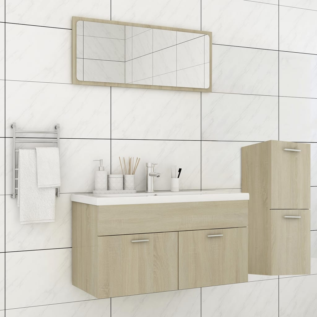 vidaXL Bathroom Furniture Set Sonoma Oak Engineered Wood