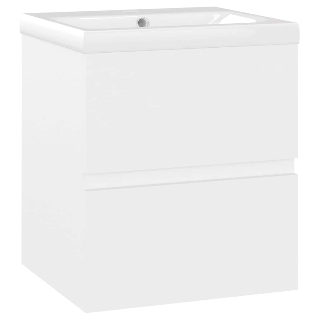 Sink Cabinet with Built-in Basin White Engineered Wood