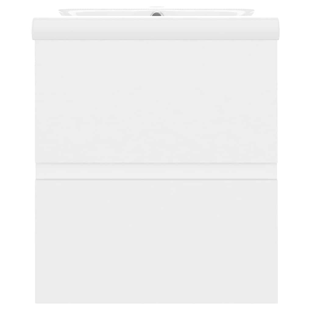 Sink Cabinet with Built-in Basin White Engineered Wood