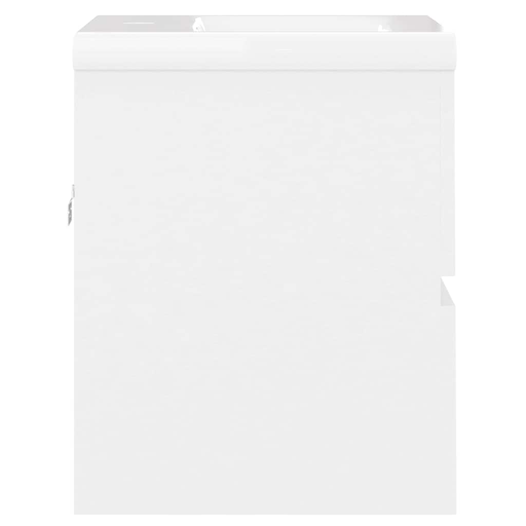 Sink Cabinet with Built-in Basin White Engineered Wood