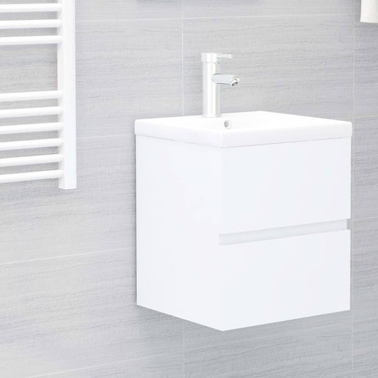 vidaXL Sink Cabinet with Built-in Basin White Engineered Wood