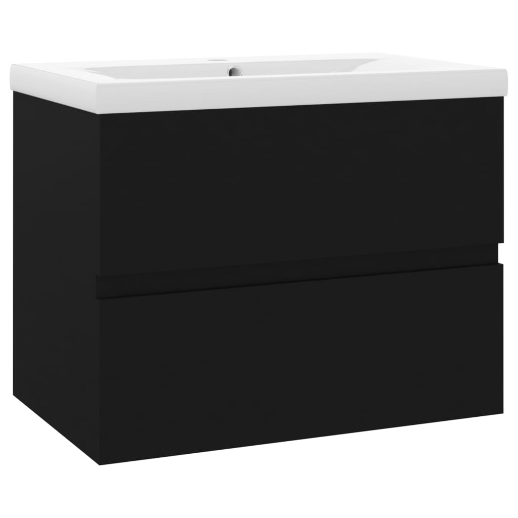 vidaXL Sink Cabinet with Built-in Basin Black Engineered Wood