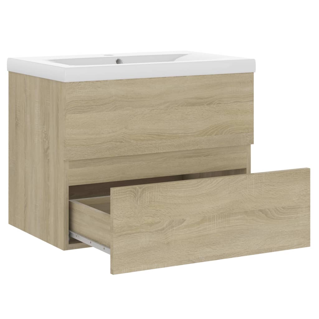 vidaXL Sink Cabinet with Built-in Basin Sonoma Oak Engineered Wood