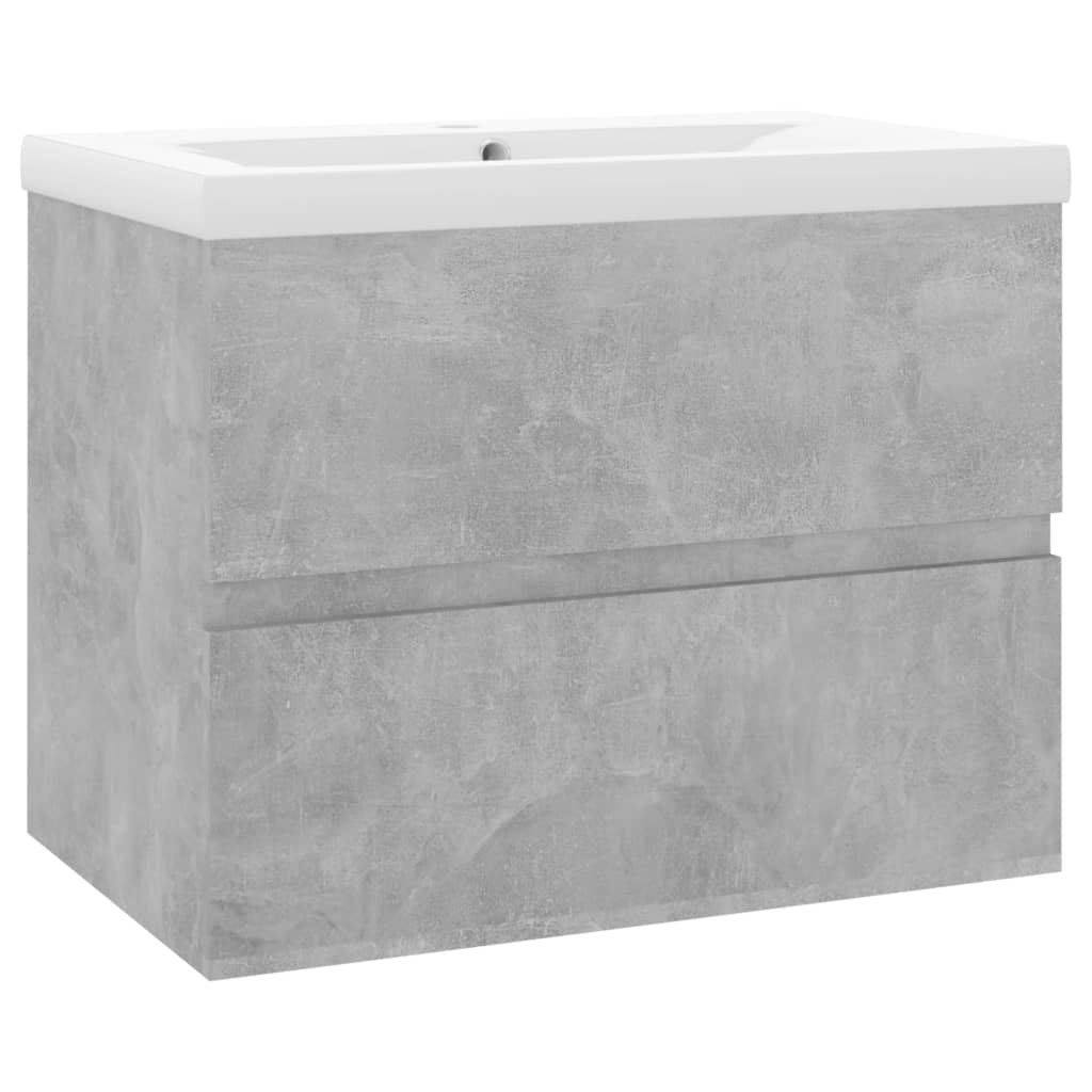 vidaXL Sink Cabinet with Built-in Basin Concrete Grey Engineered Wood