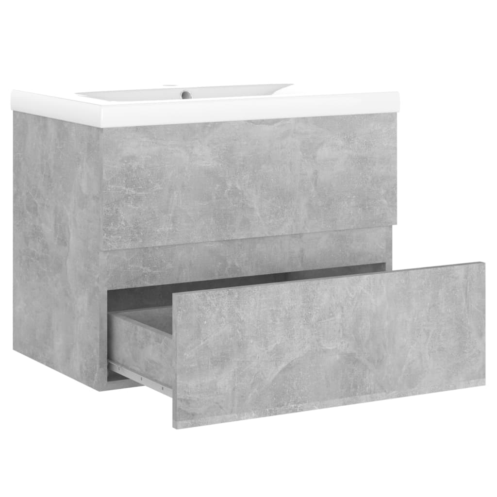 vidaXL Sink Cabinet with Built-in Basin Concrete Grey Engineered Wood