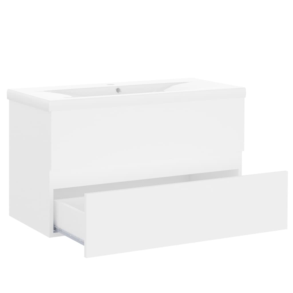 vidaXL Sink Cabinet with Built-in Basin White Engineered Wood