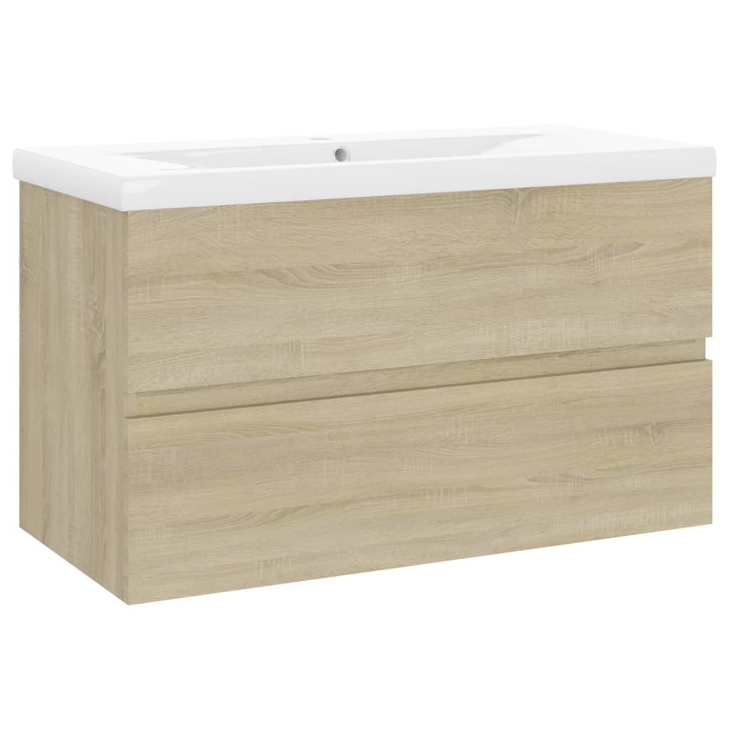 vidaXL Sink Cabinet with Built-in Basin Sonoma Oak Engineered Wood