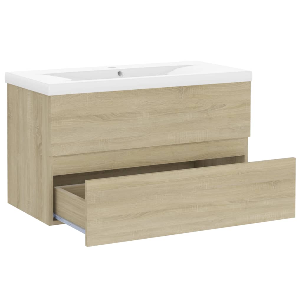 vidaXL Sink Cabinet with Built-in Basin Sonoma Oak Engineered Wood