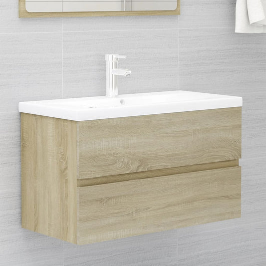 vidaXL Sink Cabinet with Built-in Basin Sonoma Oak Engineered Wood