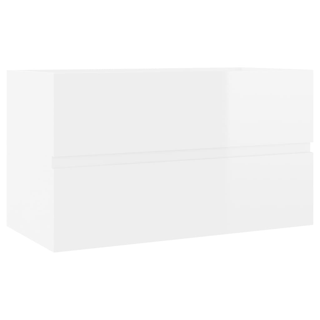 vidaXL Sink Cabinet with Built-in Basin High Gloss White Engineered Wood