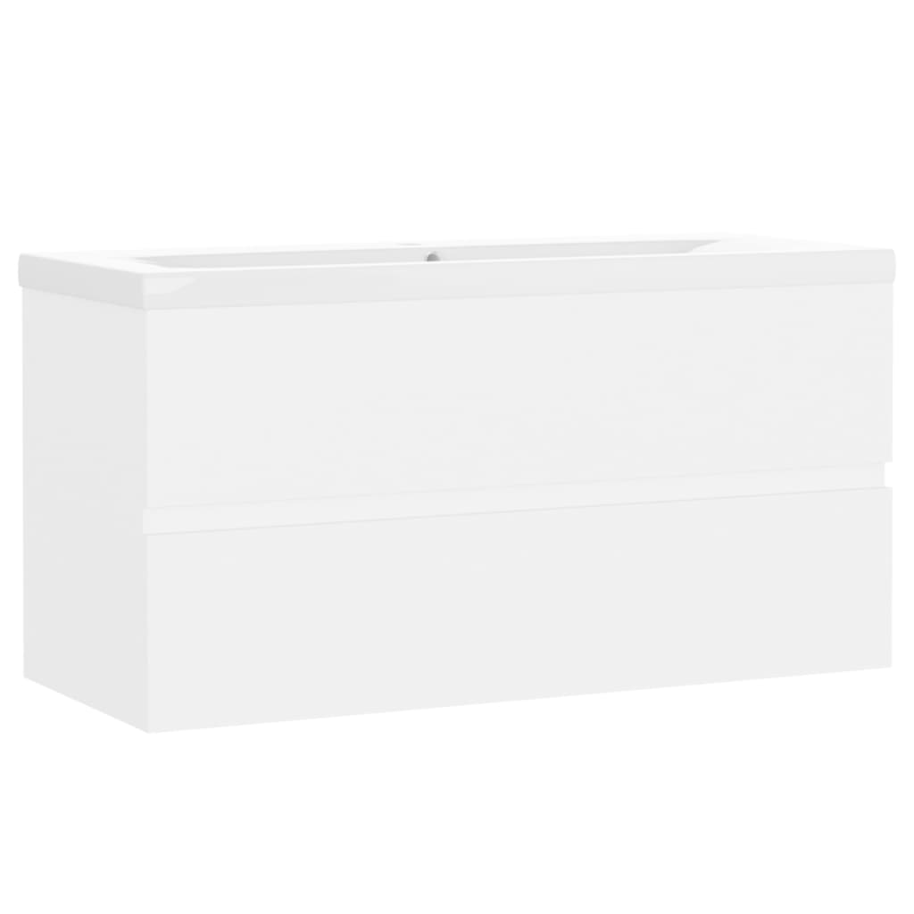 vidaXL Sink Cabinet with Built-in Basin White Engineered Wood