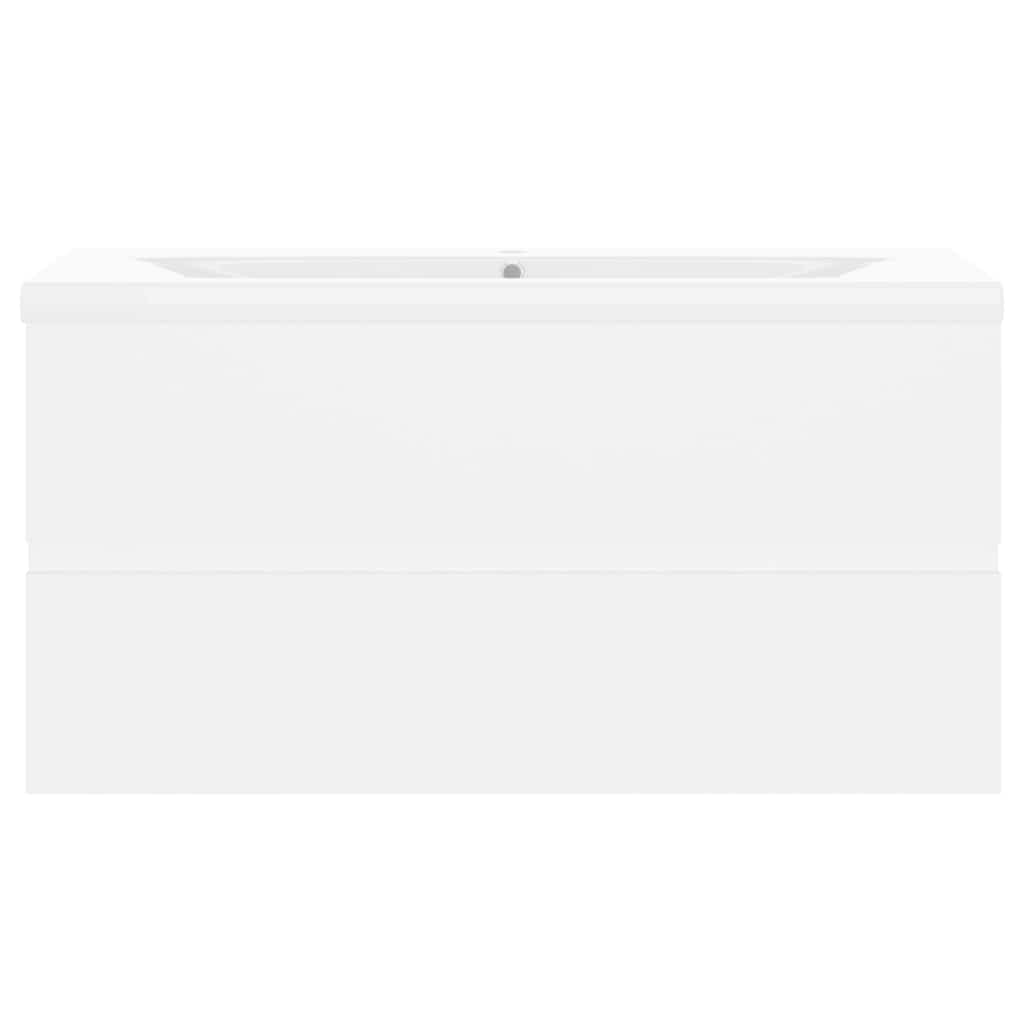Sink Cabinet with Built-in Basin White Engineered Wood
