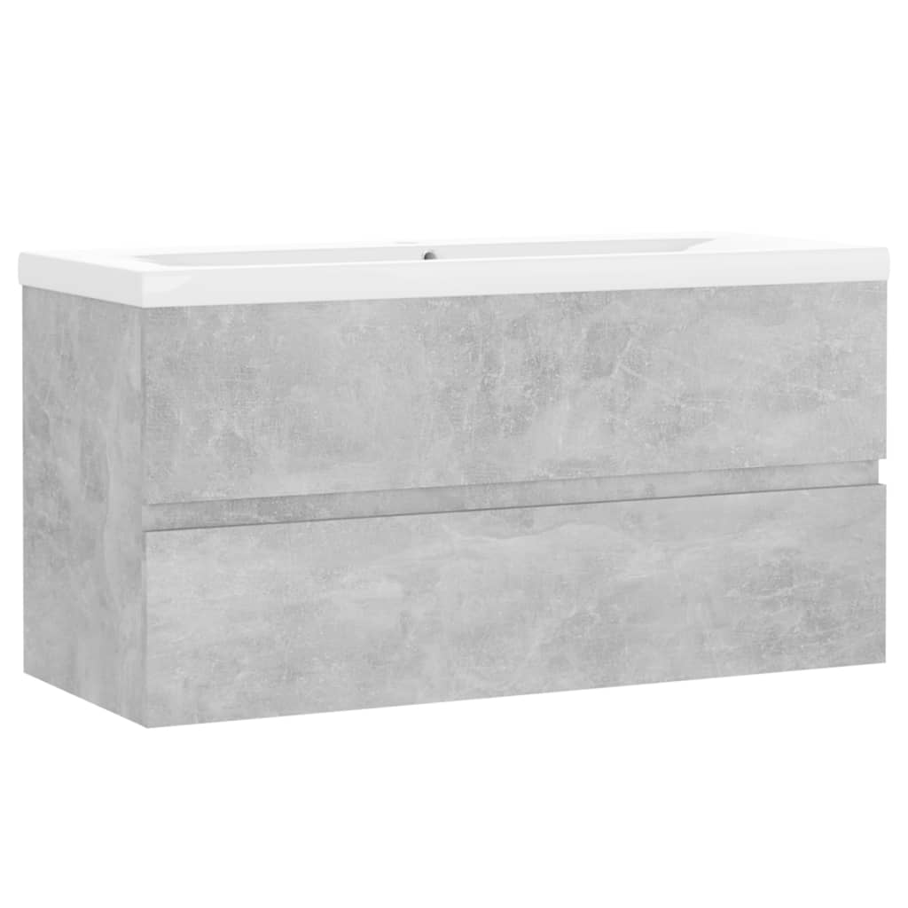 vidaXL Sink Cabinet with Built-in Basin Concrete Grey Engineered Wood