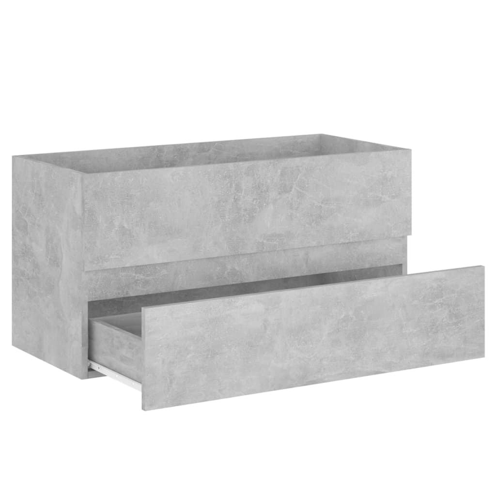 vidaXL Sink Cabinet with Built-in Basin Concrete Grey Engineered Wood