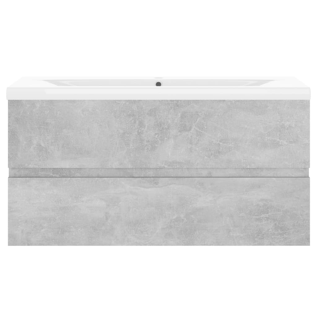 vidaXL Sink Cabinet with Built-in Basin Concrete Grey Engineered Wood