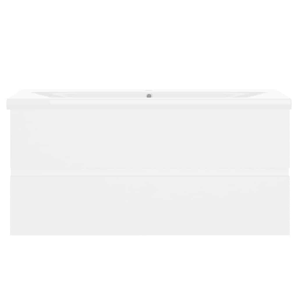 Sink Cabinet with Built-in Basin White Engineered Wood