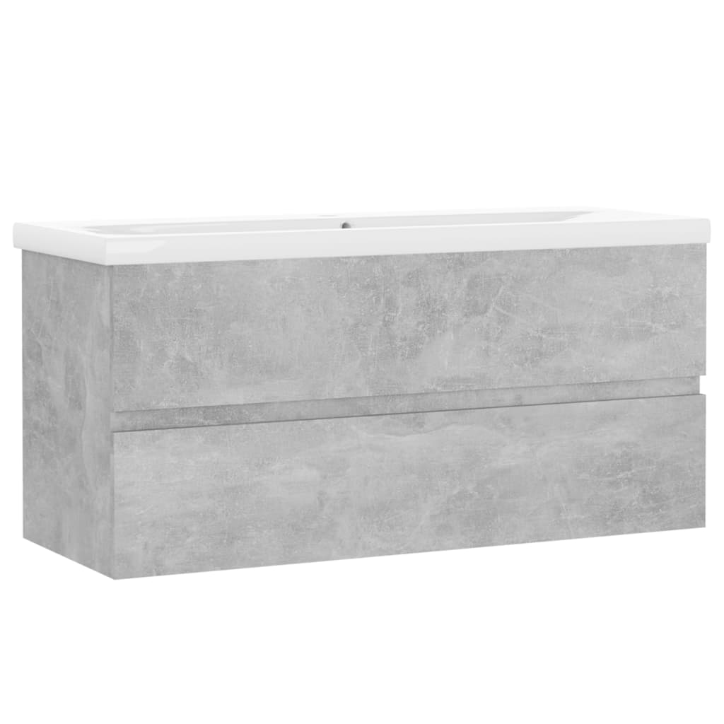 vidaXL Sink Cabinet with Built-in Basin Concrete Grey Engineered Wood