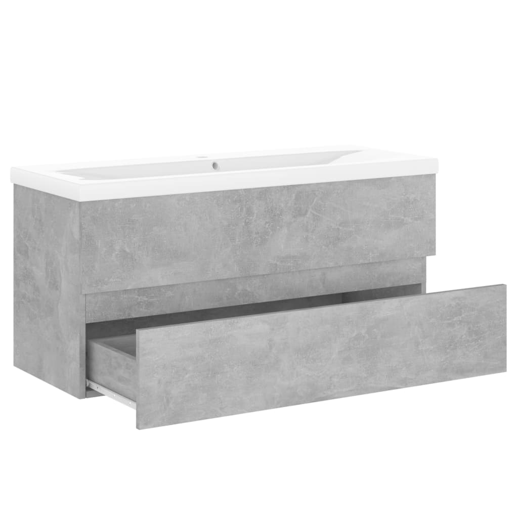 vidaXL Sink Cabinet with Built-in Basin Concrete Grey Engineered Wood