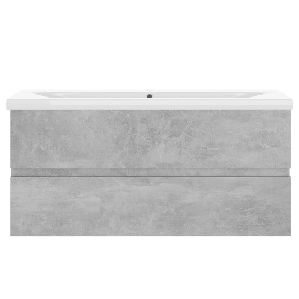 vidaXL Sink Cabinet with Built-in Basin Concrete Grey Engineered Wood