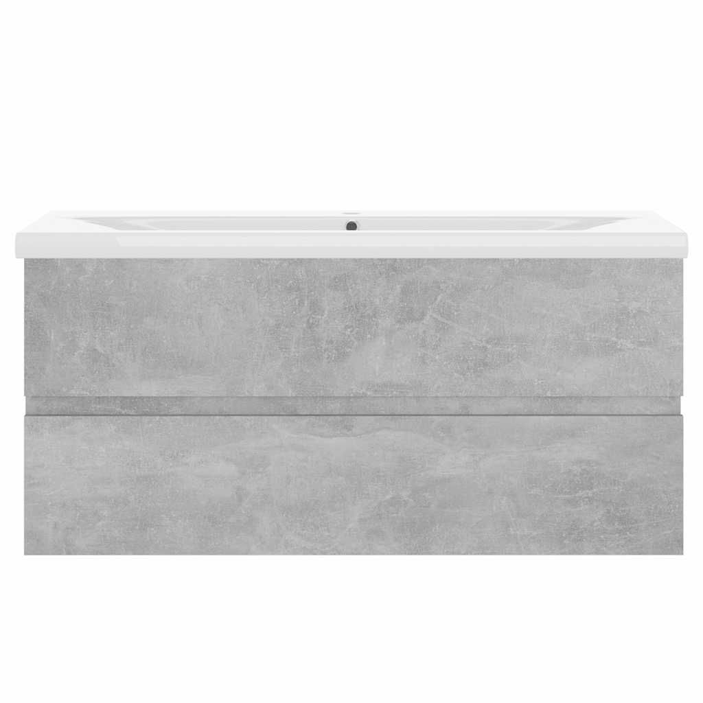 Sink Cabinet with Built-in Basin Concrete Grey Engineered Wood