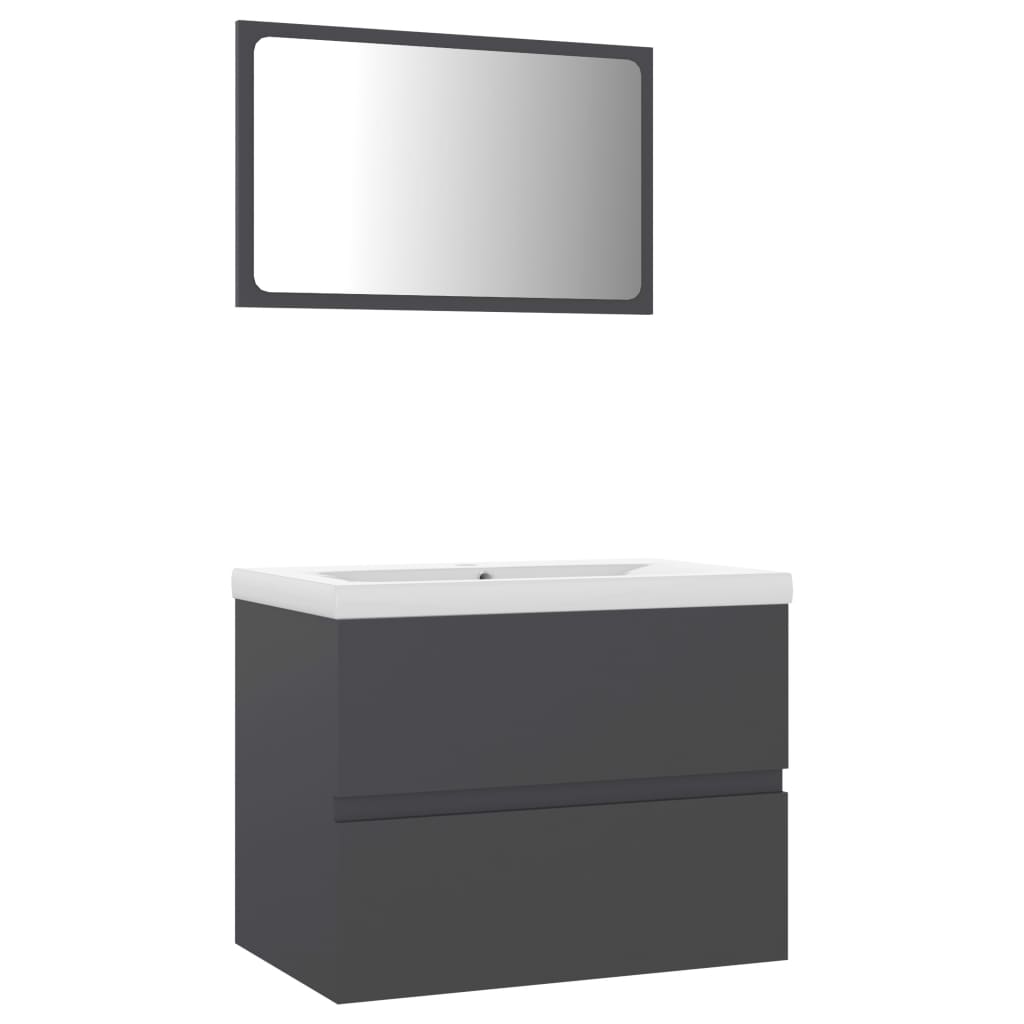 vidaXL Bathroom Furniture Set Grey Engineered Wood