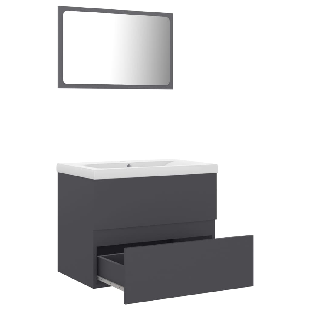 vidaXL Bathroom Furniture Set Grey Engineered Wood