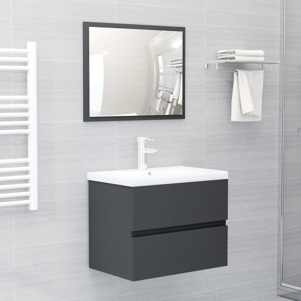 vidaXL Bathroom Furniture Set Grey Engineered Wood