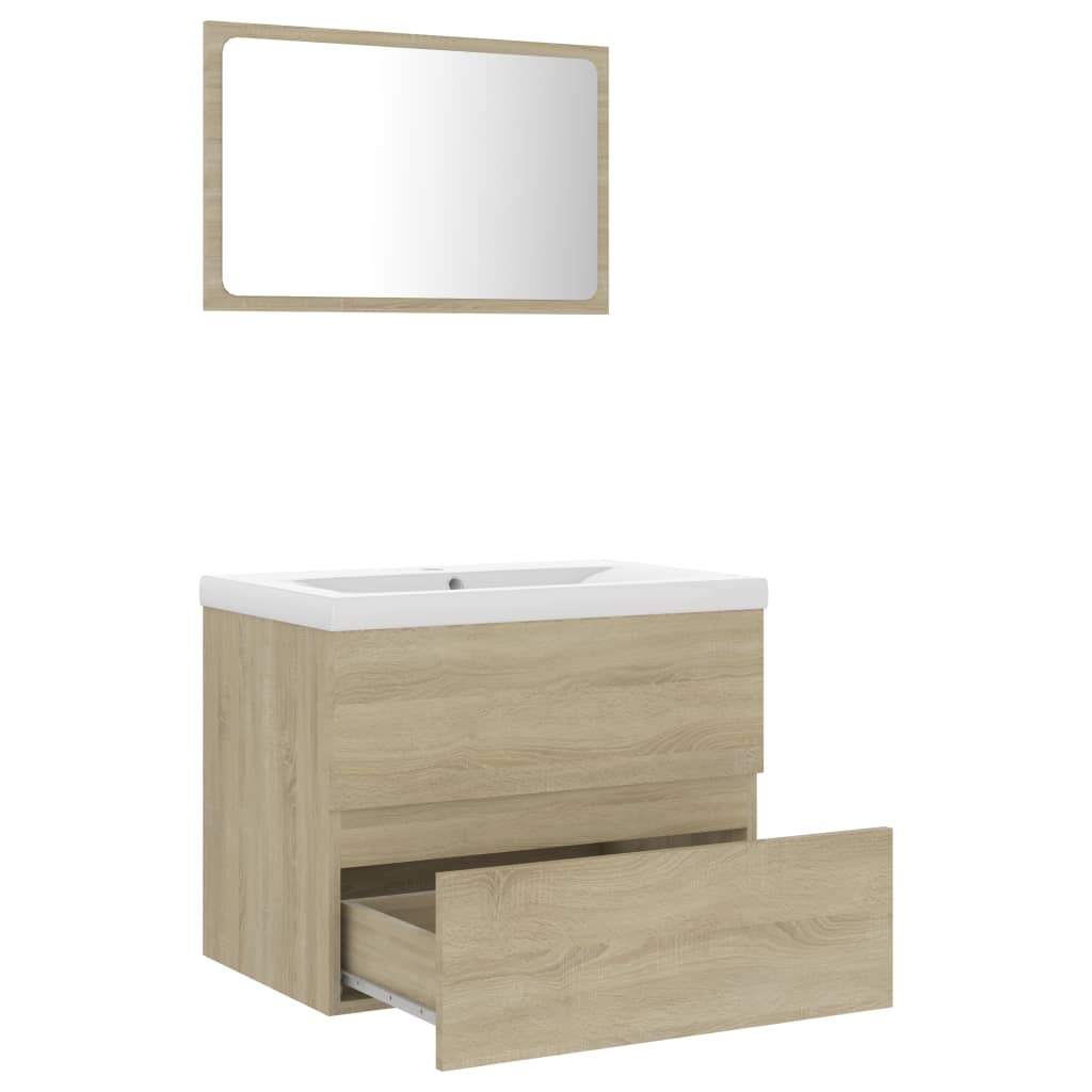 vidaXL Bathroom Furniture Set Sonoma Oak Engineered Wood