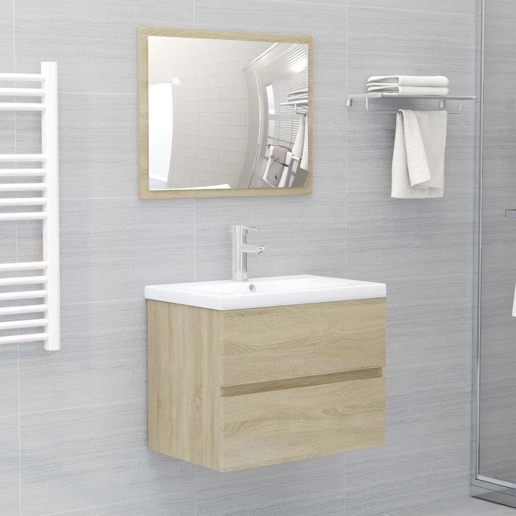 vidaXL Bathroom Furniture Set Sonoma Oak Engineered Wood