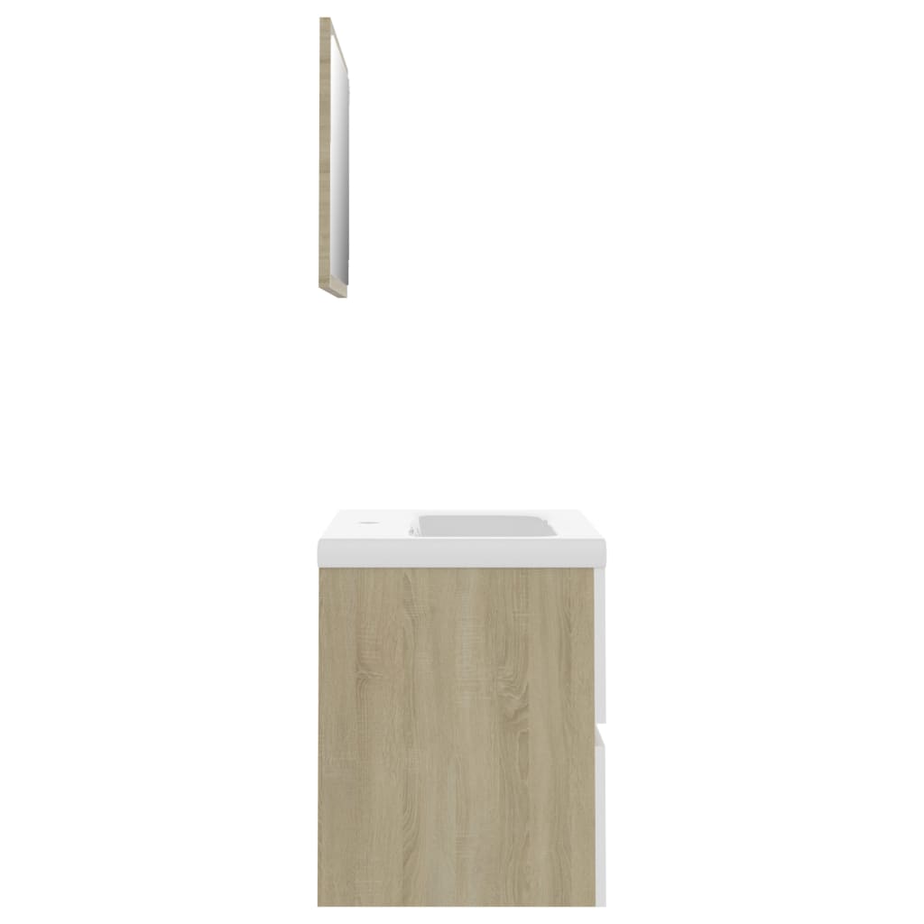 vidaXL Bathroom Furniture Set White and Sonoma Oak Engineered Wood