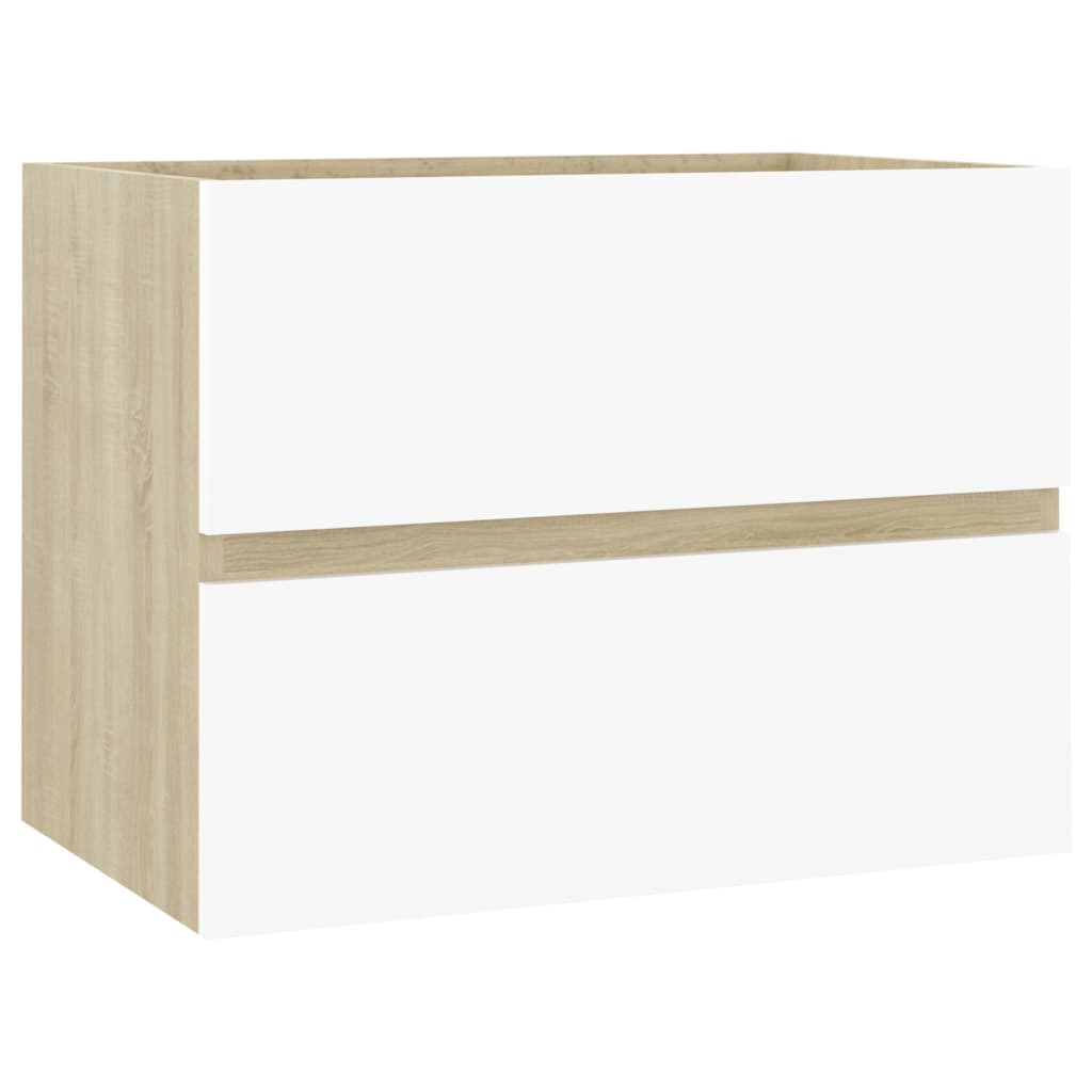 vidaXL Bathroom Furniture Set White and Sonoma Oak Engineered Wood