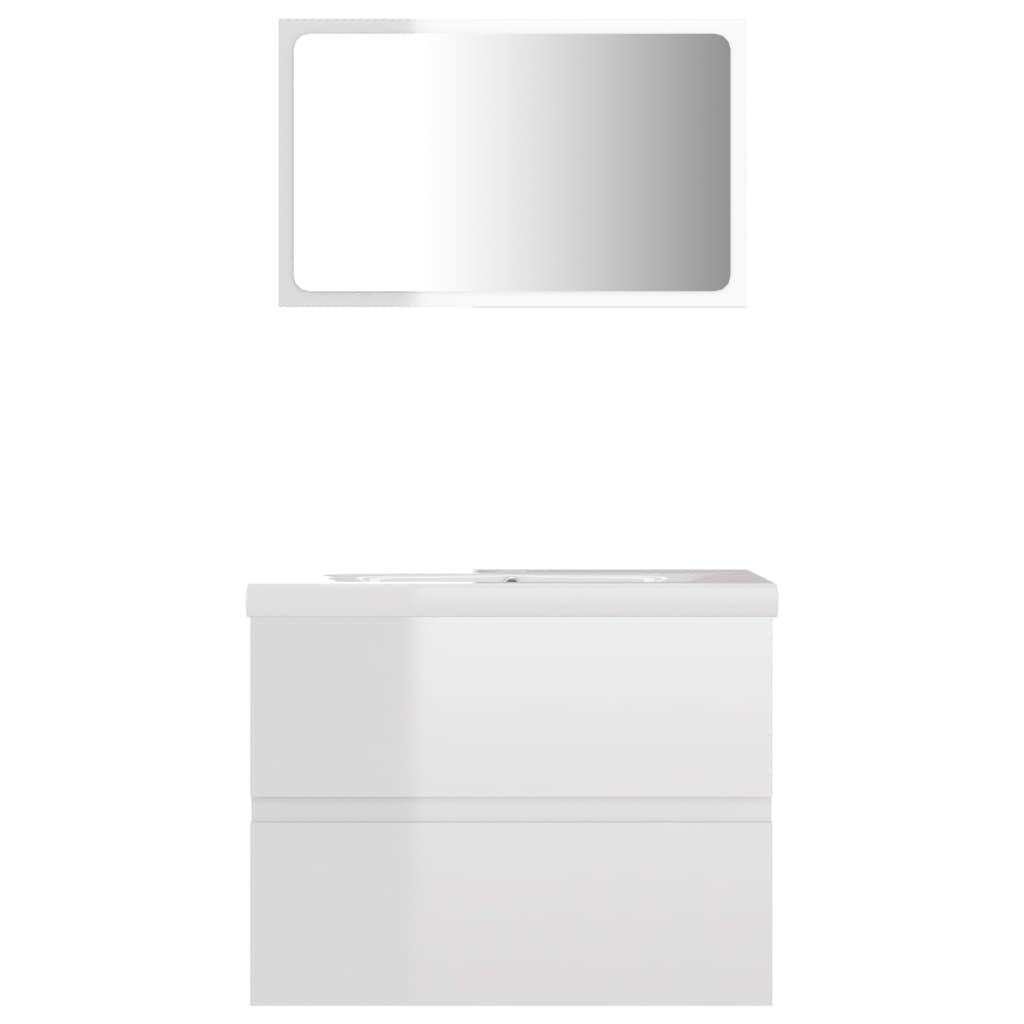 vidaXL Bathroom Furniture Set High Gloss White Engineered Wood