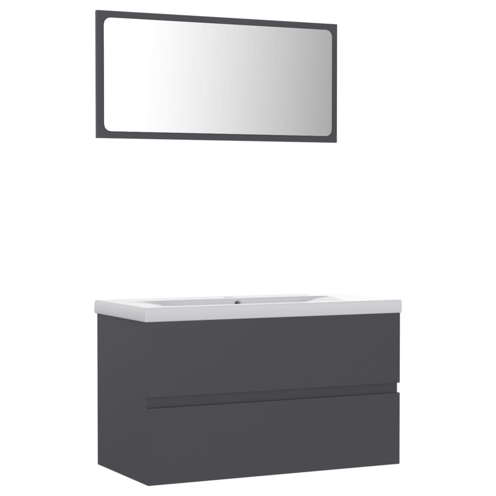 vidaXL Bathroom Furniture Set Grey Engineered Wood