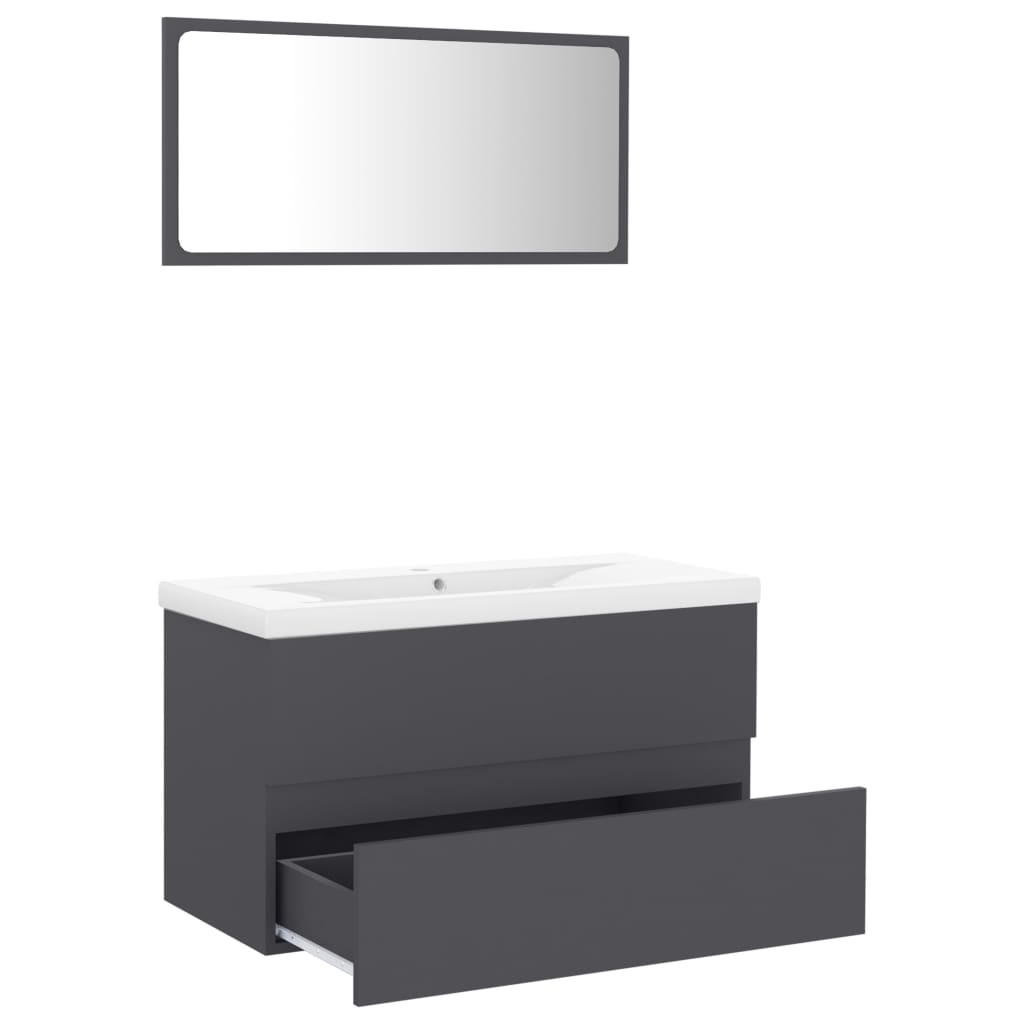 vidaXL Bathroom Furniture Set Grey Engineered Wood