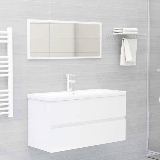 vidaXL Bathroom Furniture Set High Gloss White Engineered Wood