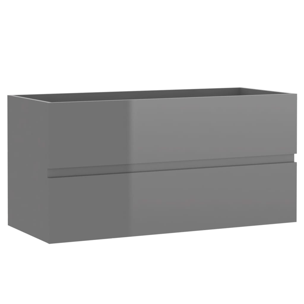 vidaXL Bathroom Furniture Set High Gloss Grey Engineered Wood