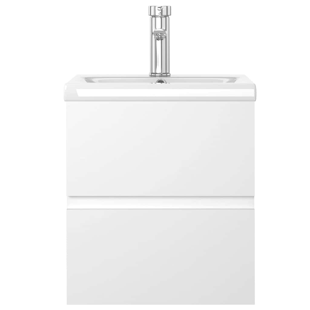 Sink Cabinet with Built-in Basin White Engineered Wood