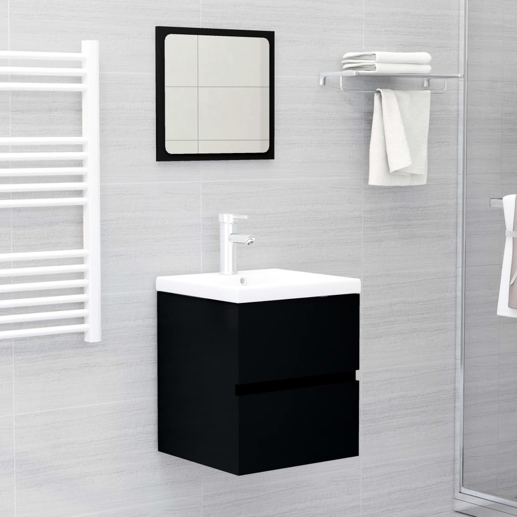 vidaXL Sink Cabinet with Built-in Basin Black Engineered Wood