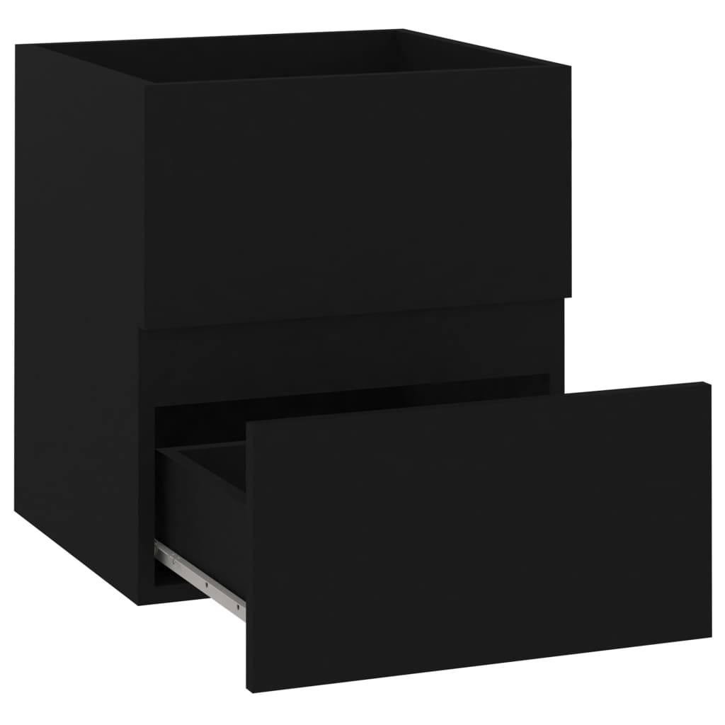 vidaXL Sink Cabinet with Built-in Basin Black Engineered Wood