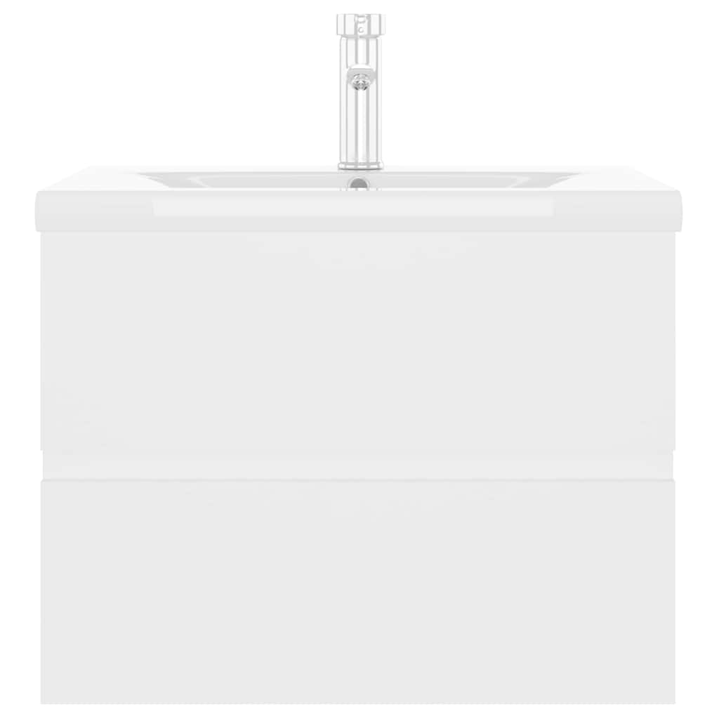 Sink Cabinet with Built-in Basin White Engineered Wood
