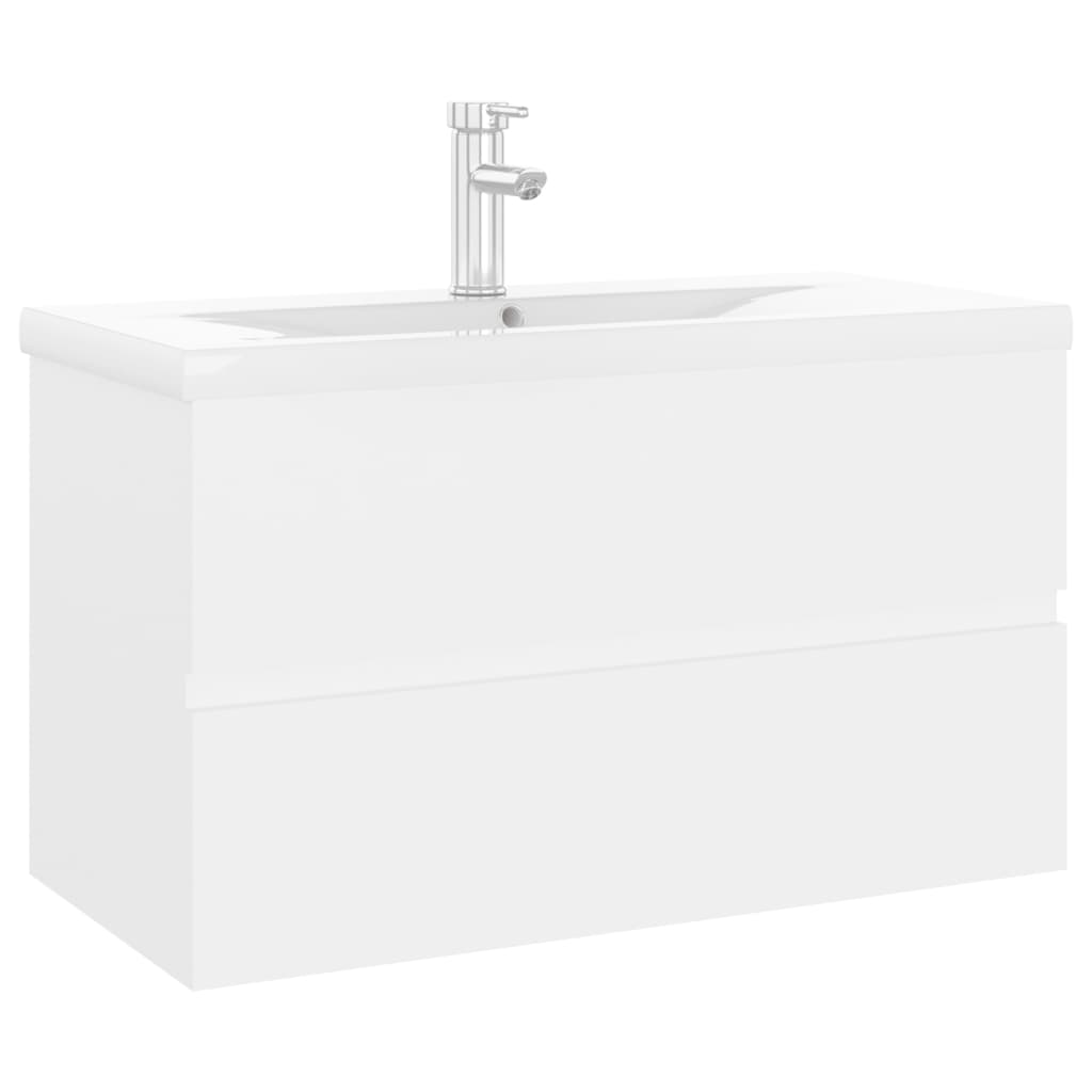 vidaXL Sink Cabinet with Built-in Basin White Engineered Wood