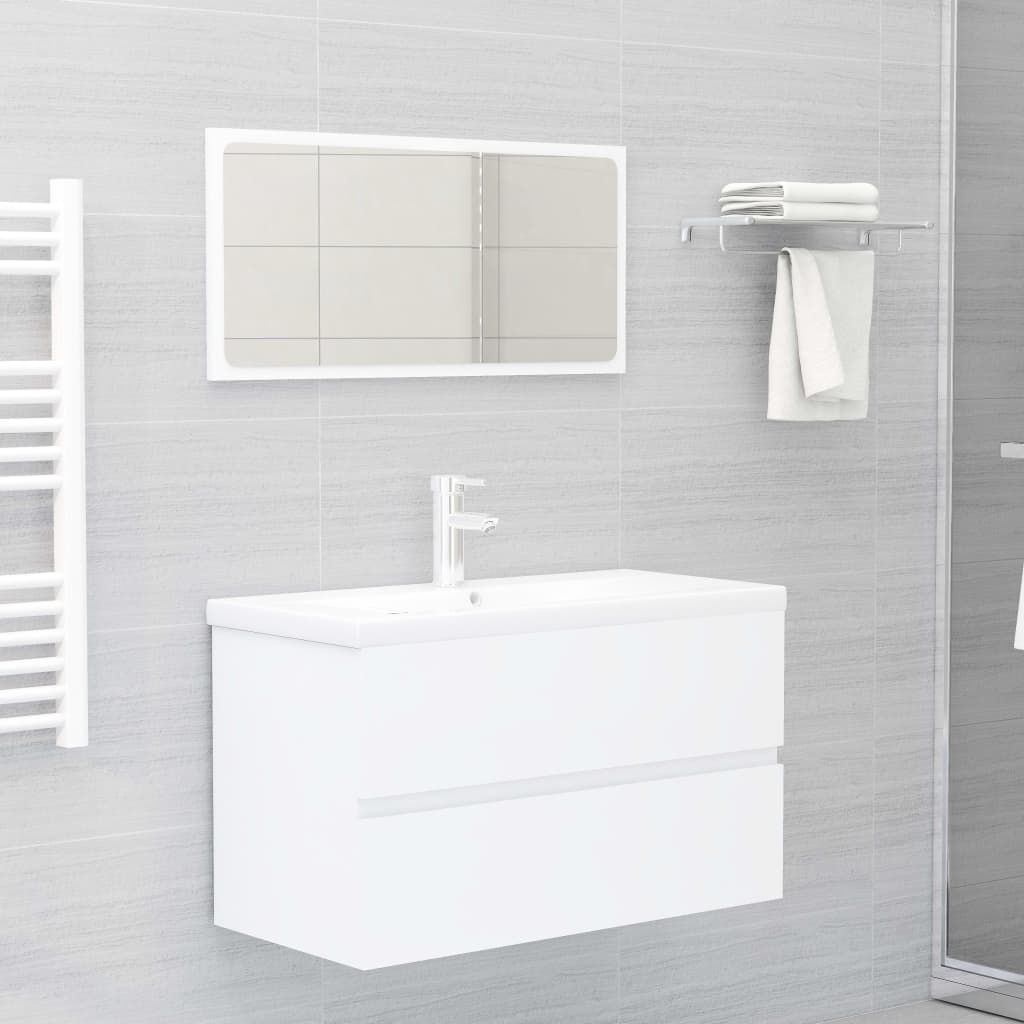 vidaXL Sink Cabinet with Built-in Basin White Engineered Wood