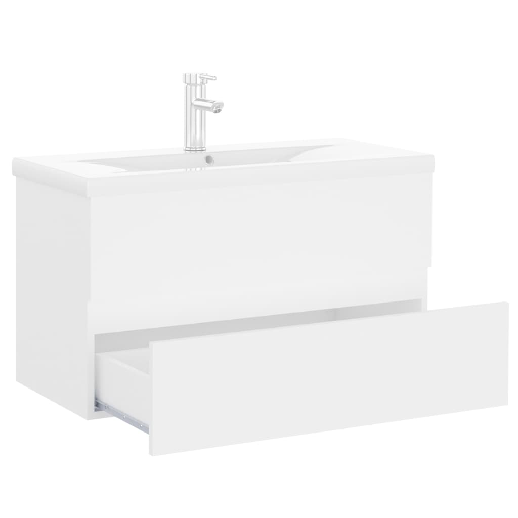 vidaXL Sink Cabinet with Built-in Basin White Engineered Wood