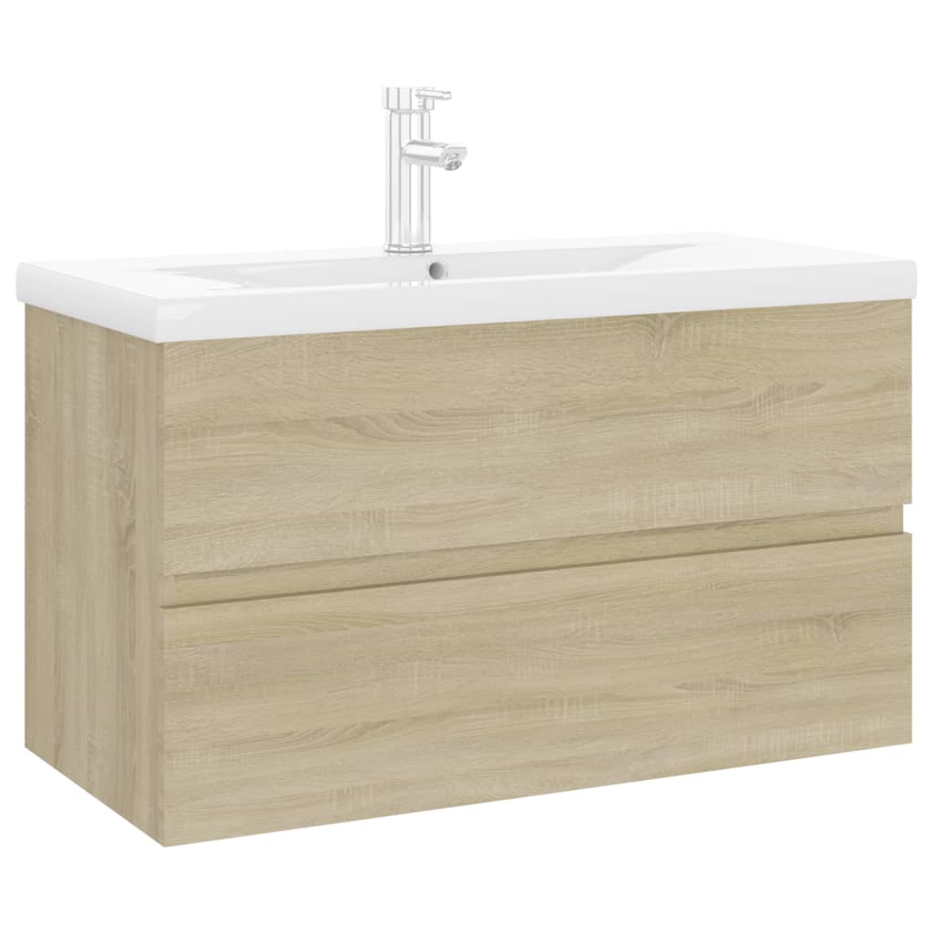 vidaXL Sink Cabinet with Built-in Basin Sonoma Oak Engineered Wood