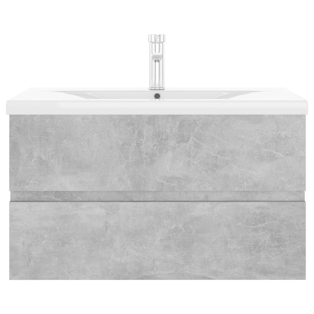 vidaXL Sink Cabinet with Built-in Basin Concrete Grey Engineered Wood